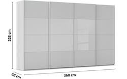 Goossens kledingkast finca combi glans mat glas grijs hoogwaardig meubelplaat - 8244398-{merk}-finca-combi-sts-grijs-schuifdeuren-02